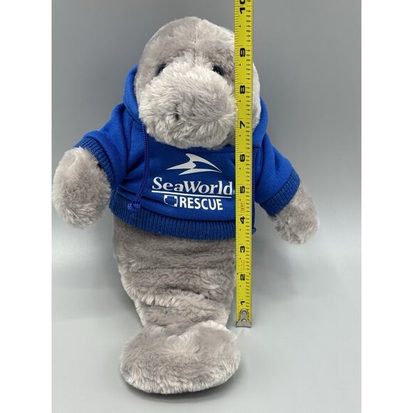 SeaWorld Rescue Manatee Plush in Blue Hoodie 9 Inch Stuffed Animal Sea World - Picture 2 of 10